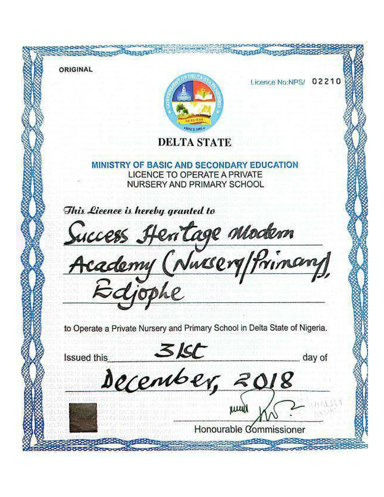 Primary School License